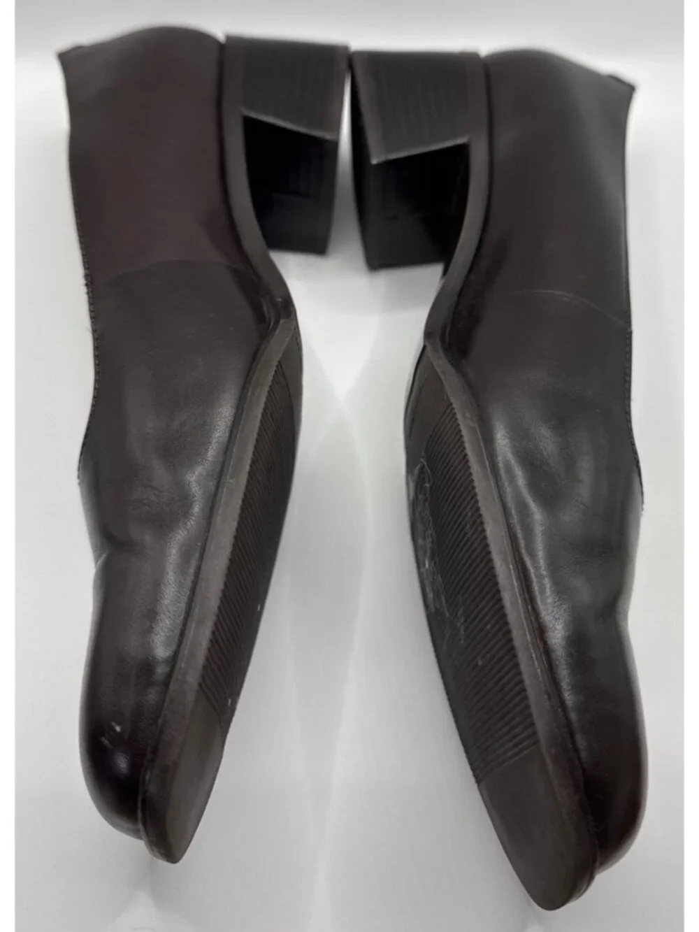Rockport Pump Women 7M Dark Brown Leather Square Toe Low Block Heel Professional